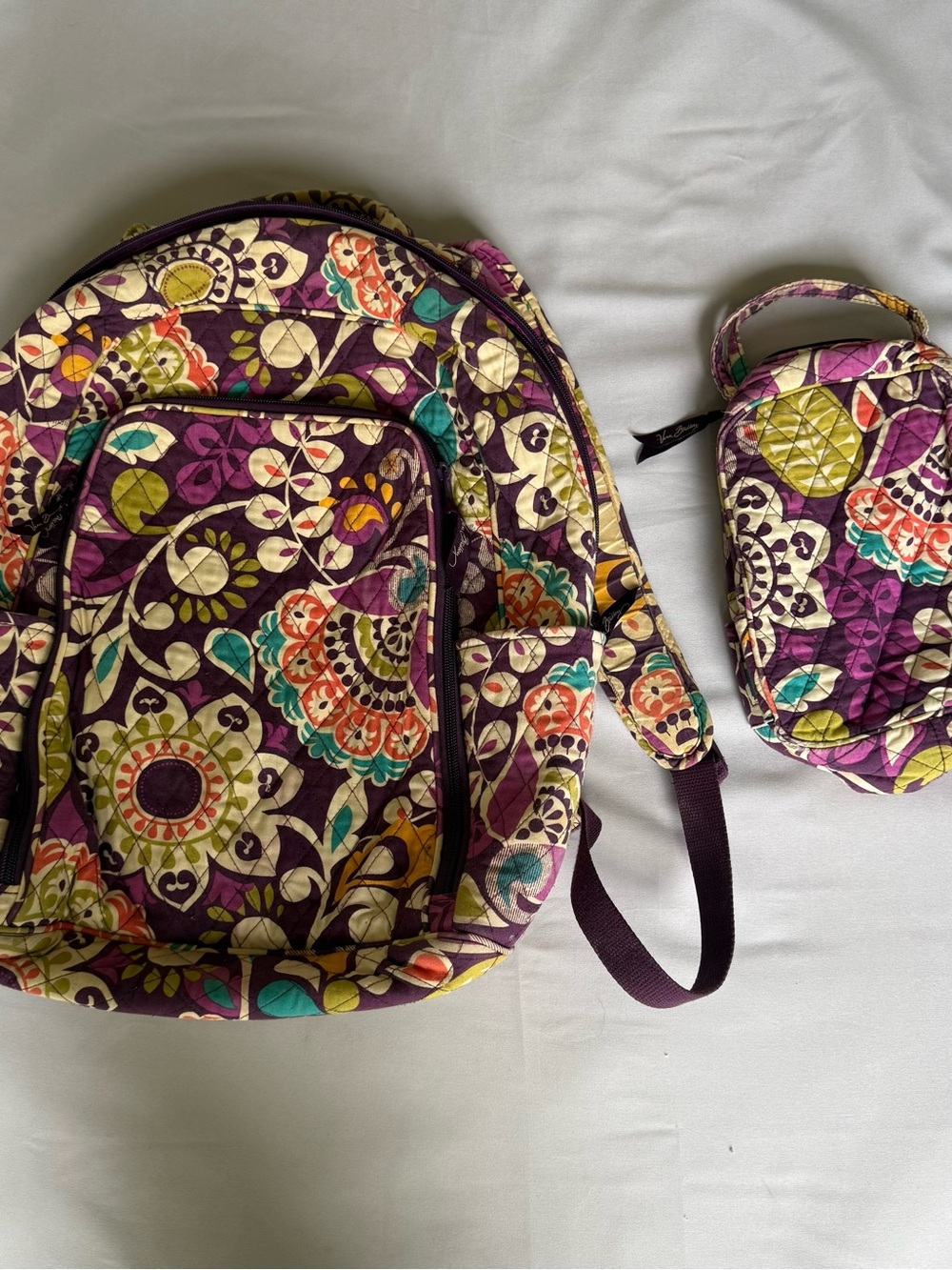 Vera Bradley retired “plum crazy” Campus Backpack/laptop bag and lunch bag